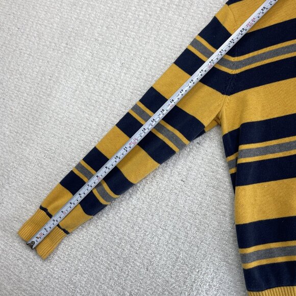 TOMMY HILFIGER Mens Patterned Jumper Yellow Striped 1/4 Zip Tight Knit M. Read - Picture 11 of 12